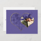 Carte Postale Faire-part Purple and Gold Hearts Photo Enregistrer la date (Devant / Derrière)