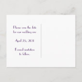 Carte Postale Faire-part Purple avec Flore Blanche Sauver La Date (Dos)