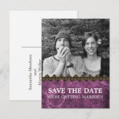 Carte Postale Faire-part Purple Chic Steampunk Photo Enregistrer la date Ca (Devant / Derrière)