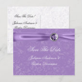 Carte Postale Faire-part Purple Damask Purple Ribbon Bijoux Enregistrer La (Devant / Derrière)