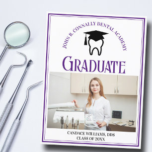 Carte Postale Faire-part Purple Dental School Photo Graduation personnalisé