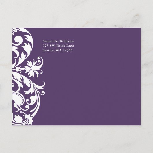 Carte Postale Faire-part Purple Flourish Swirl Enregistrer La Date Annonce (Dos)