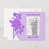 Carte Postale Faire-part Purple Flower Personnalisé Enregistrer La Date Car (Devant / Derrière)