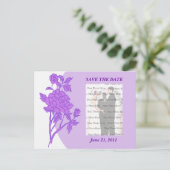 Carte Postale Faire-part Purple Flower Personnalisé Enregistrer La Date Car (Debout devant)
