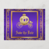 Carte Postale Faire-part Purple Gold Royal Carriage Enregistrer la date (Devant)