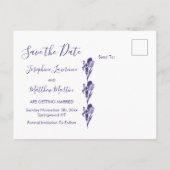 Carte Postale Faire-part Purple Iris Floral Save the Date (Dos)