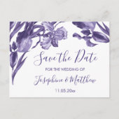 Carte Postale Faire-part Purple Iris Floral Save the Date (Devant)
