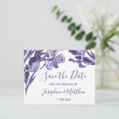 Carte Postale Faire-part Purple Iris Floral Save the Date (Debout devant)
