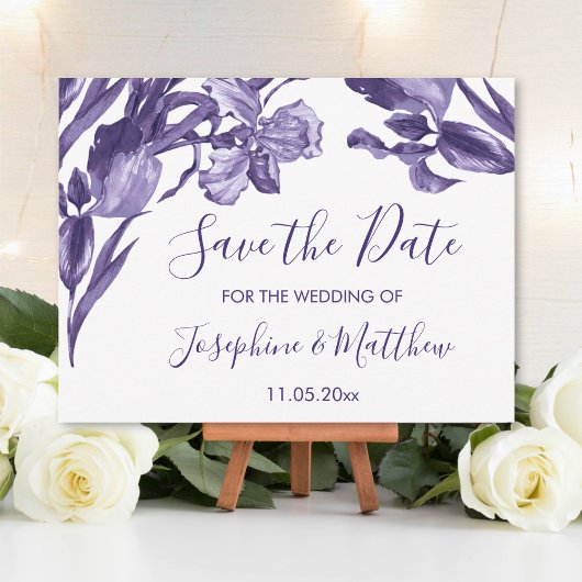 Carte Postale Faire-part Purple Iris Floral Save the Date