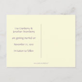 Carte Postale Faire-part Purple Lovebird and Hearts Enregistrer la date (Dos)