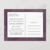 Carte Postale Faire-part Purple Mauve rose florale Enregistrer la date (Dos)