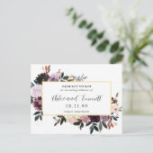 Carte Postale Faire-part Purple Mauve rose florale Enregistrer la date (Debout devant)