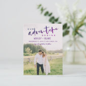 Carte Postale Faire-part Purple Our Adventure Begins Photo Enregistrer la d (Debout devant)