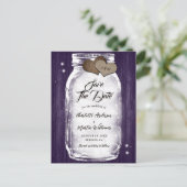 Carte Postale Faire-part Purple Russe Mason Jar String Lumières Mariage en  (Debout devant)