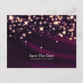 Carte Postale Faire-part Purple Silk & Gold Sparkle Glam Enregistrer la dat (Devant)
