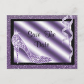Carte Postale Faire-part Purple Stiletto & Streamers 60e Enregistrer la dat (Devant)
