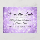 Carte Postale Faire-part Purple Winter Wonderland Élégant Enregistrer La Da (Devant)