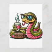 Carte Postale Faire-part Python boit du café (Devant)