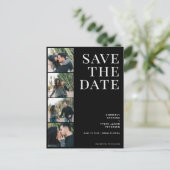 Carte Postale Faire-part QR CODE 4 photos typographie noir mariage (Debout devant)