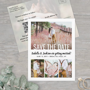 Carte Postale Faire-part QR Code Modern Five photo Wedding Enregistrer la d
