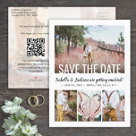 Carte Postale Faire-part QR Code Modern Five photo Wedding Enregistrer la d<br><div class="desc">Announce the joyful news of your engagement and upcoming wedding with unique custom photo save the date postcards. The 5 pictures, scannable QR code, and all wording on this invite témplate are simple to personalize, including white text overlay which can change to "Save Our Date" (IMAGE PLACEMENT TIP: An easy...</div>