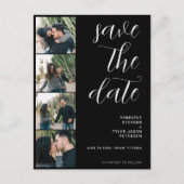 Carte Postale Faire-part QR CODE moderne 4 photos noir mariage (Devant)