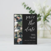 Carte Postale Faire-part QR CODE moderne 4 photos noir mariage (Debout devant)