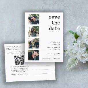 Carte Postale Faire-part QR CODE moderne photo collage mariage enregistrer