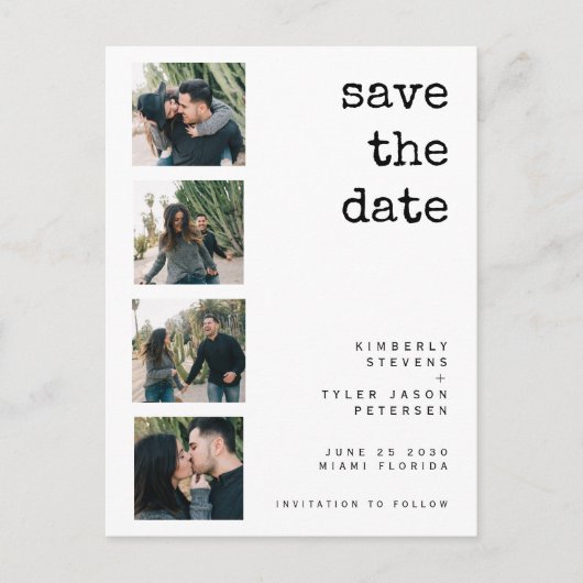 Carte Postale Faire-part QR CODE moderne photo collage mariage enregistrer (Devant)