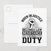 Carte Postale Faire-part Quand l'injustice devient loi, la résistance devie (Devant / Derrière)