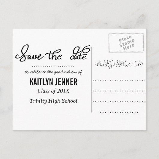 Carte Postale Faire-part Que l'aventure commence Manuscrit | Diplômé (Dos)