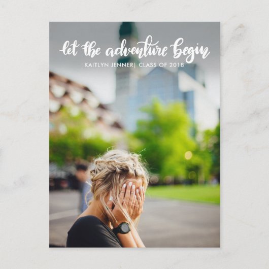 Carte Postale Faire-part Que l'aventure commence Manuscrit | Diplômé (Devant)