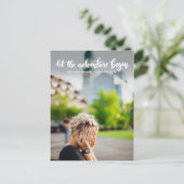 Carte Postale Faire-part Que l'aventure commence Manuscrit | Diplômé (Debout devant)