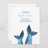 Carte Postale Faire-part Queue de baleine bleue aquarelle Save the Date (Devant / Derrière)