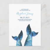 Carte Postale Faire-part Queue de baleine bleue aquarelle Save the Date (Devant)