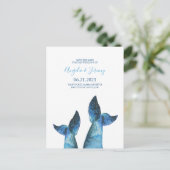 Carte Postale Faire-part Queue de baleine bleue aquarelle Save the Date (Debout devant)
