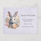 Carte Postale Faire-part Rabbit Surrounded by Pastel Flowers Cute (Devant)