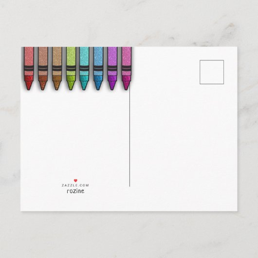 Carte Postale Faire-part Rainbow Parties scintillant Crayon Cute Enregistre (Dos)