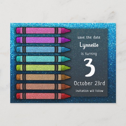 Carte Postale Faire-part Rainbow Parties scintillant Crayon Cute Enregistre (Devant)
