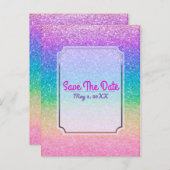 Carte Postale Faire-part Rainbow Parties scintillant Sparkle Glam Party, év (Devant / Derrière)