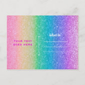 Carte Postale Faire-part Rainbow Parties scintillant Sparkle Glam Party, év (Dos)