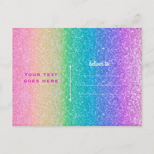 Carte Postale Faire-part Rainbow Parties scintillant Sparkle Glam Party, év (Dos)