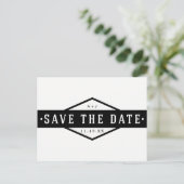 Carte Postale Faire-part RAPPELER LA DATE Noir & Blanc Rustique Moderne (Debout devant)