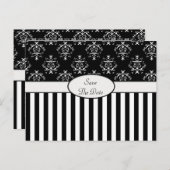 Carte Postale Faire-part Rayures baroques noir et blanc (Devant / Derrière)