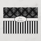 Carte Postale Faire-part Rayures baroques noir et blanc (Devant)