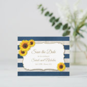 Carte Postale Faire-part Rayures de Tournesol Enregistrer la Date, Mariage (Debout devant)