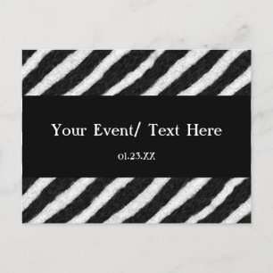 Carte Postale Faire-part Rayures de zèbre noir et blanc funky