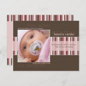 Carte Postale Faire-part Rayures d'hiver marron • Annonce de naissance de b (Devant / Derrière)