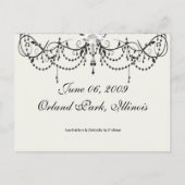 Carte Postale Faire-part rayures et damas jaune moutarde violet (Dos)