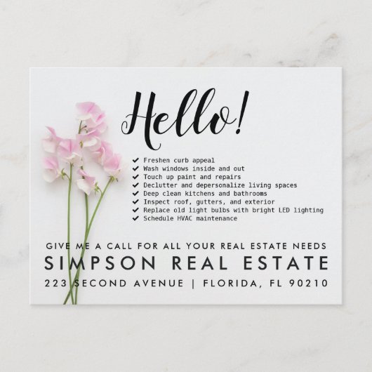 Carte Postale Faire-part Real Estate Agent HELLO Spring checklist (Devant)